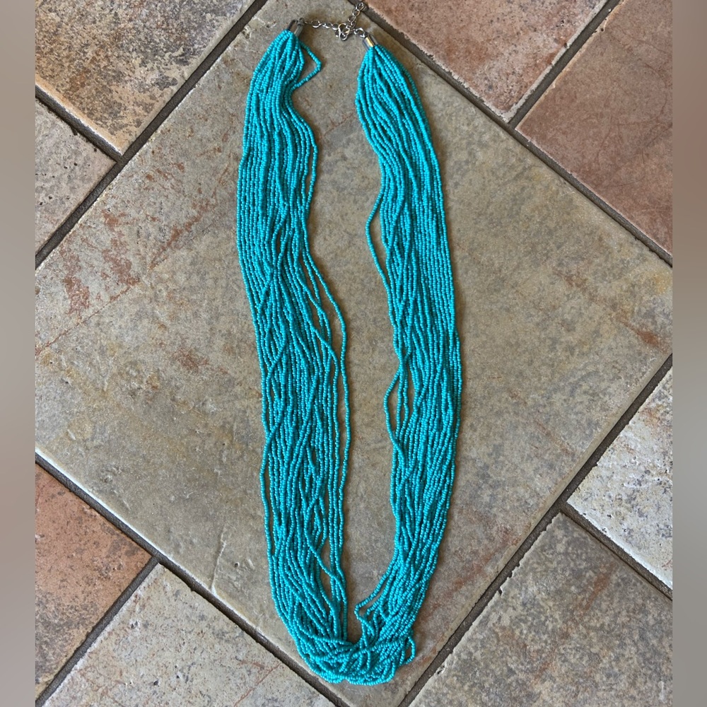 Turquoise Seed Bead Necklace Western Rodeo Cowgirl Boho